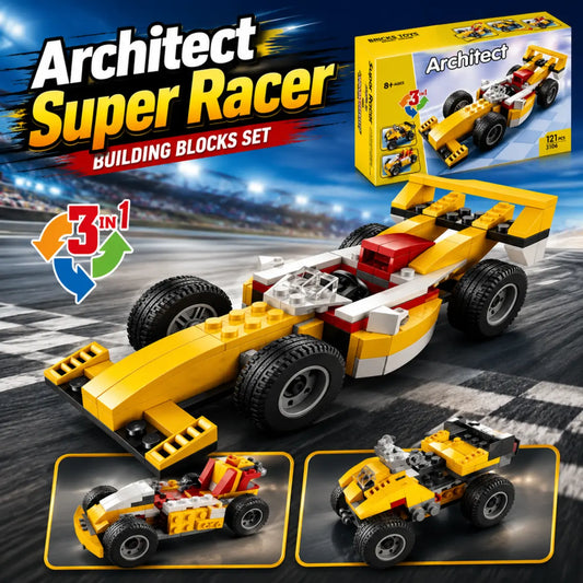 Architect Super Racer 3-in-1 racing car building blocks set with 121 pieces