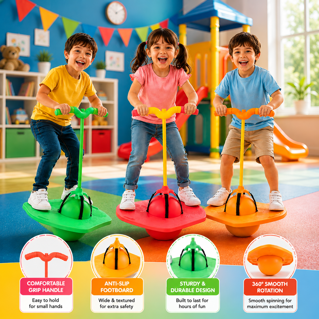 Balance Jumping Ball With Handle Bouncing and Balance Toy for Kids