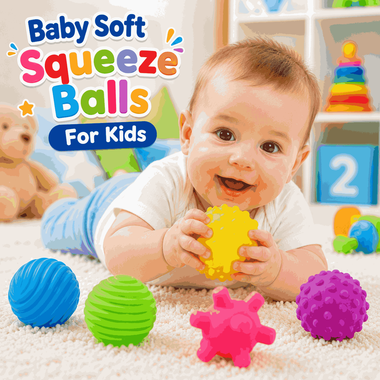 Baby Soft Squeeze Balls Colorful Textured Sensory Balls for Kids