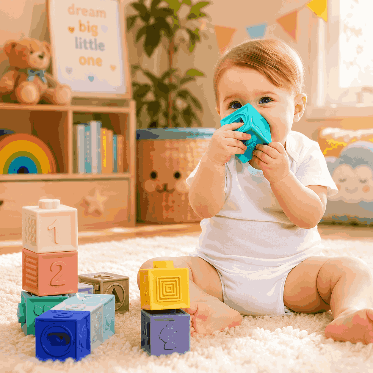Large Soft teethers Building Blocks Numbers and Shapes For Kids (8850-12)