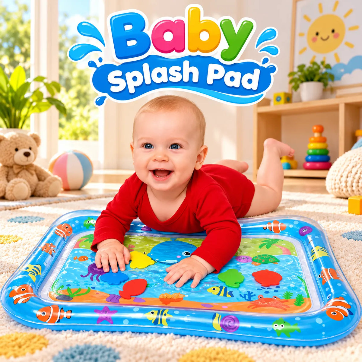 Baby Inflatable Splash & Sensory Water Play Mat (Light Blue)