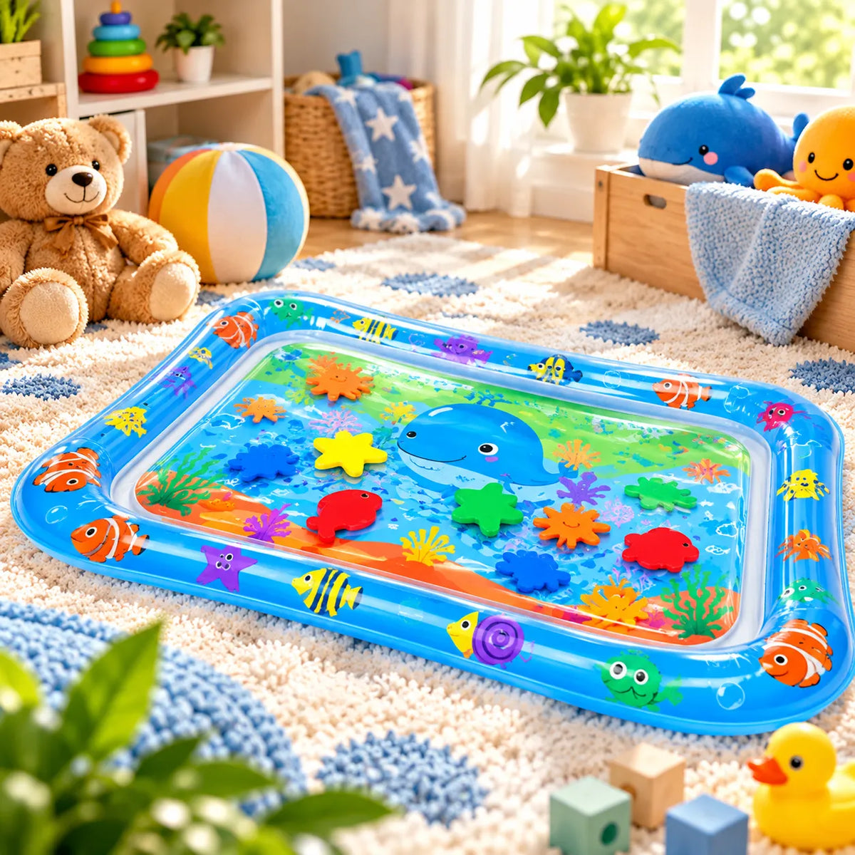 Baby Inflatable Splash & Sensory Water Play Mat (Light Blue)