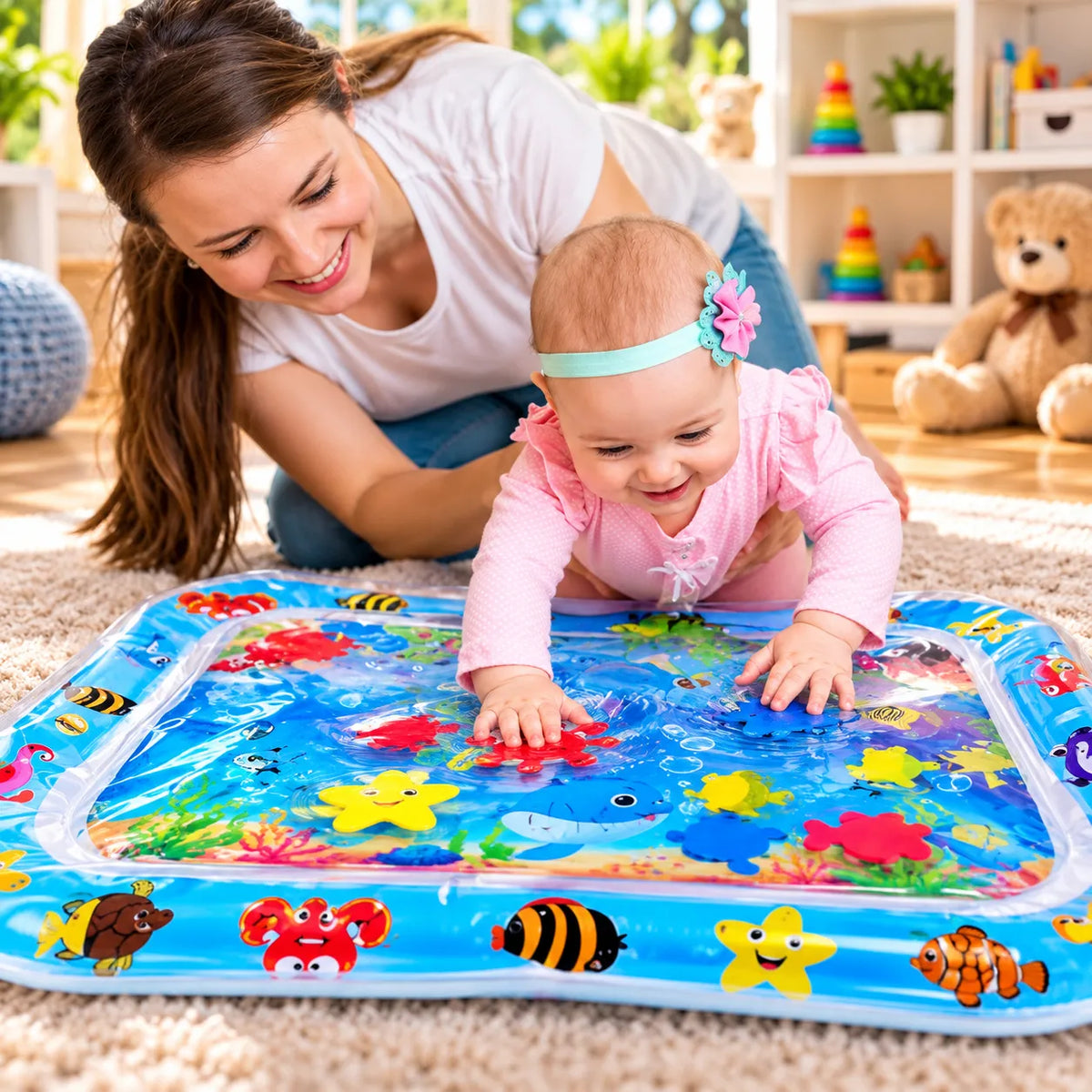 Baby Inflatable Splash & Sensory Water Play Mat (Light Blue)