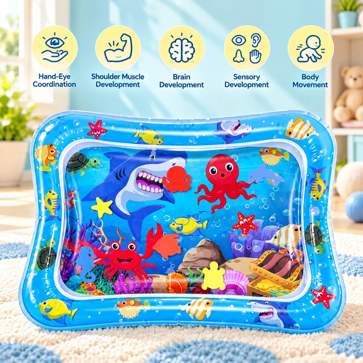 Baby Inflatable Splash & Sensory Water Play Mat (Light Blue)