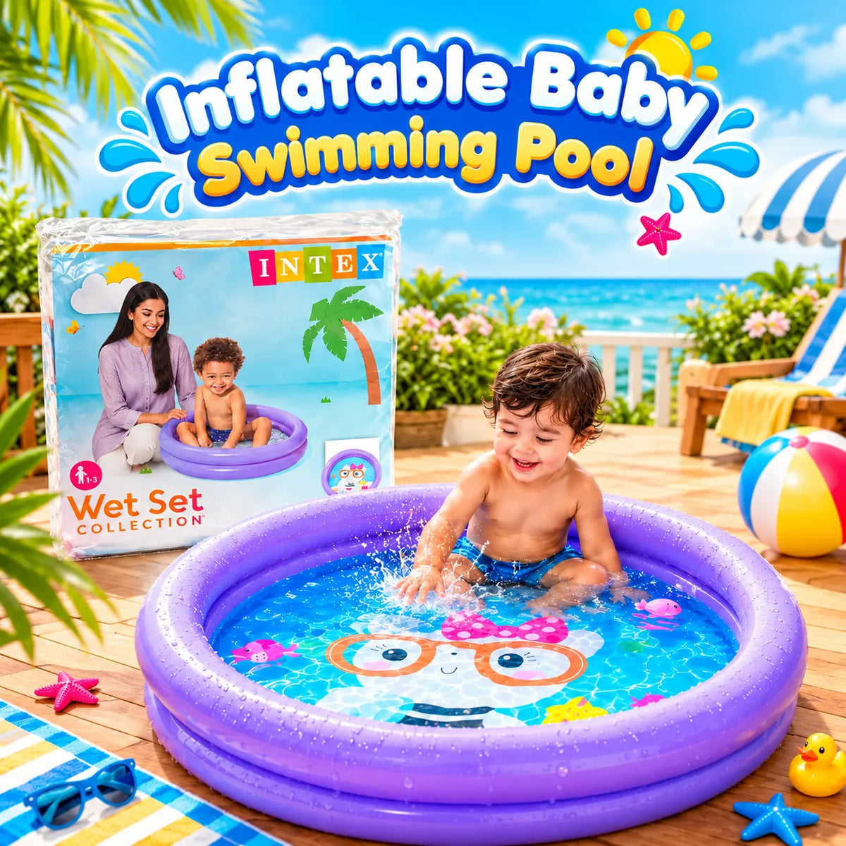 Intex 2ft Purple Inflatable Baby Swimming Pool
