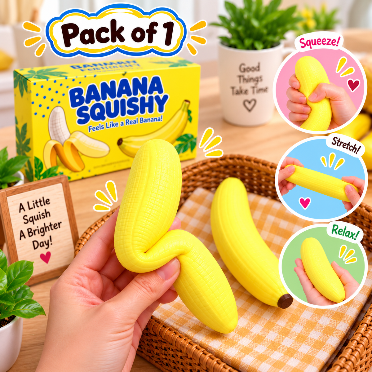 Banana Squishy Stress Relief Toy Soft Slow Rising Squeeze Toy for Kids