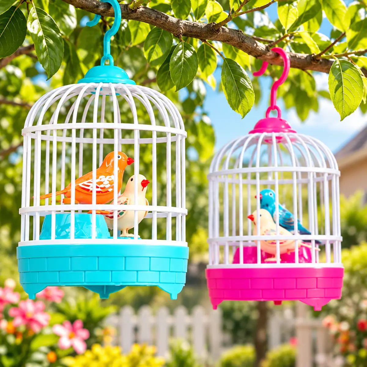 Kids bird cage toy with light and sound, interactive musical bird toy