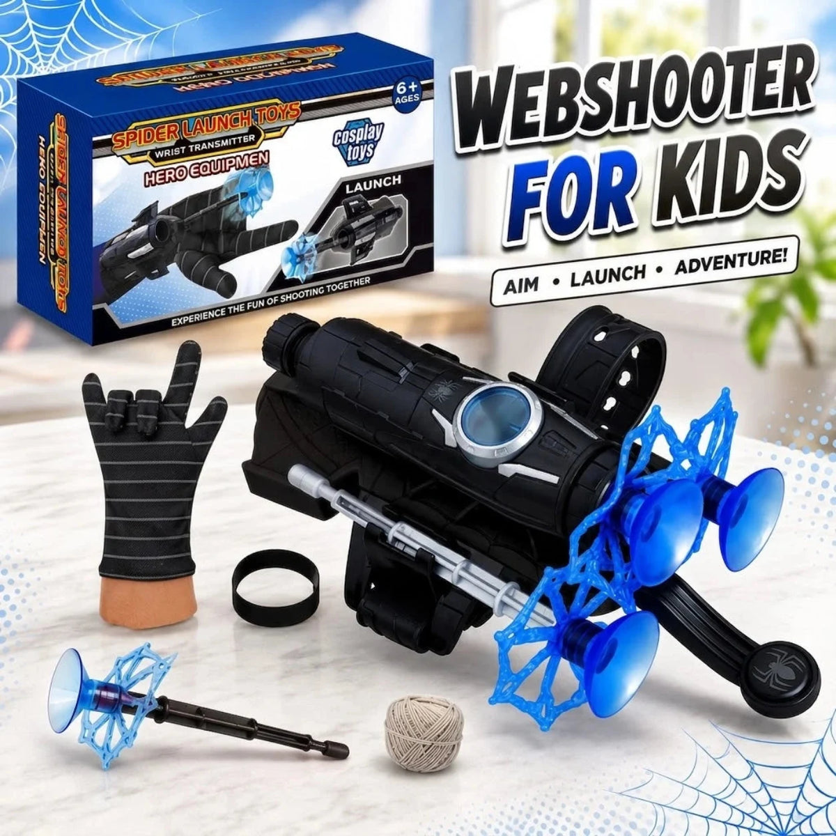 Black Spiderman Web Shooter Toy with Glove and Accessories