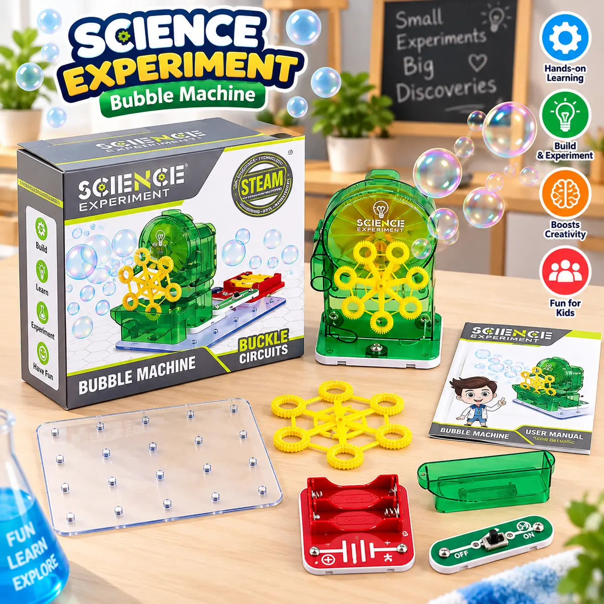 Bubble Machine LED Science Experiment Kit for Kids