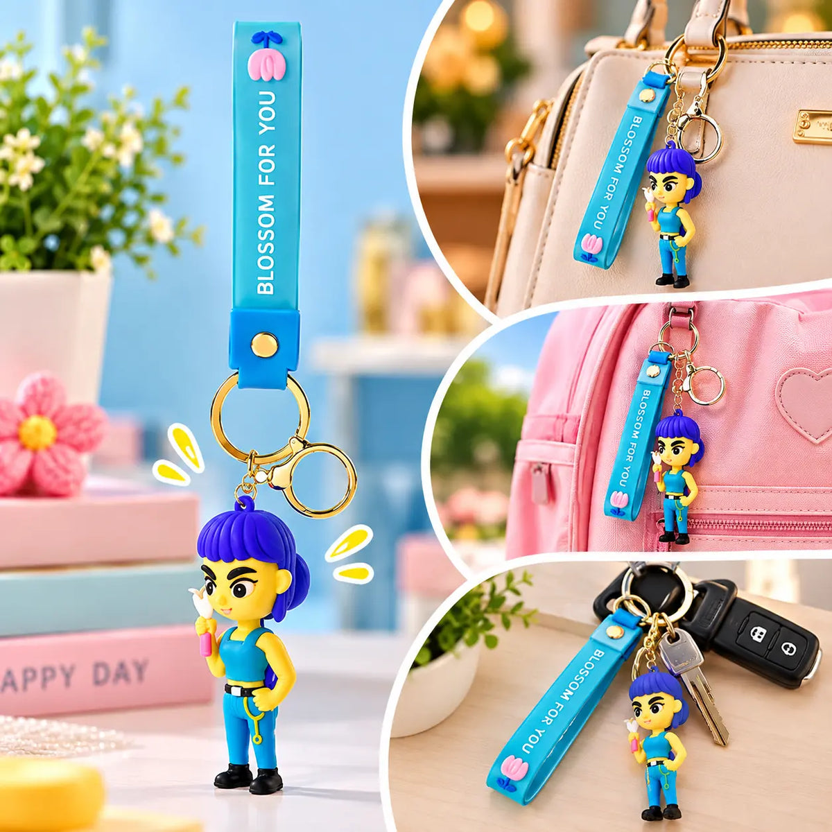 Cartoon Character Keychains for Kids Random Design Bag and Backpack Charms