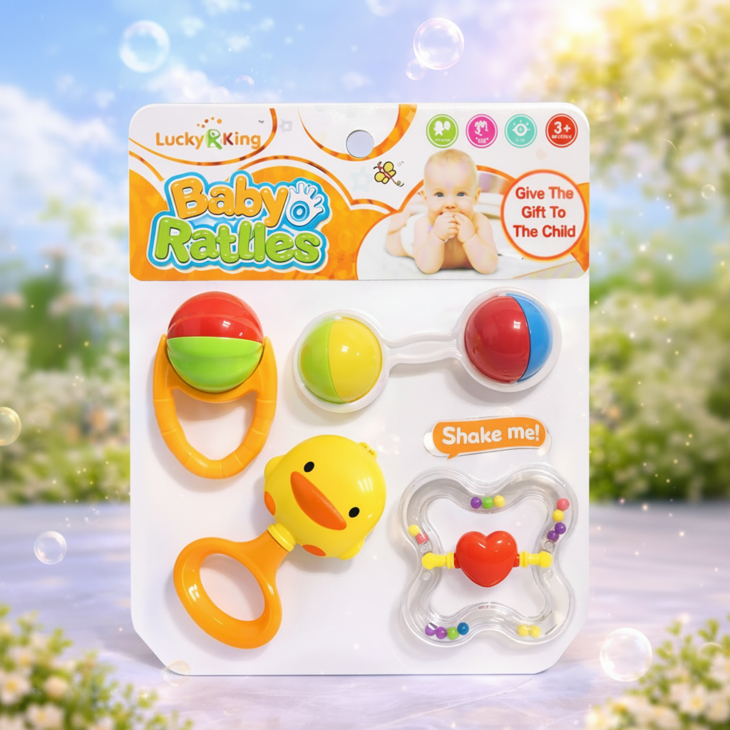 4 Pcs Baby Rattle Set – Colorful Hand Rattle Toys for Newborn & Infants (K225D22)