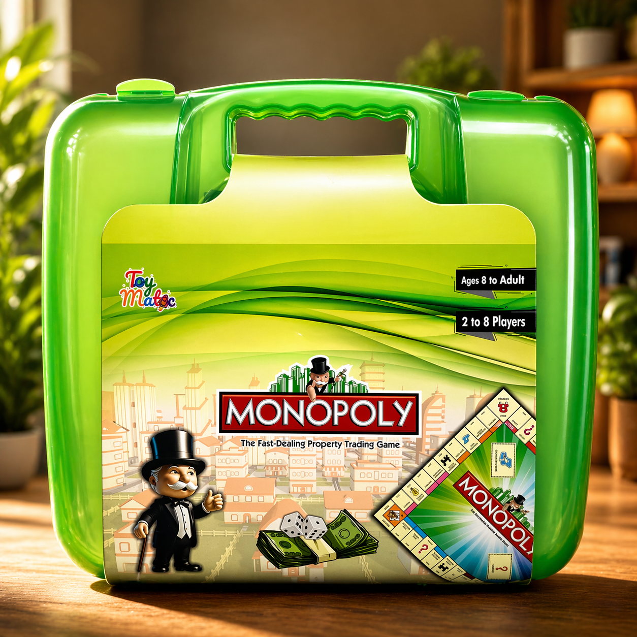 Monopoly board game for kids and family, portable briefcase edition travel game