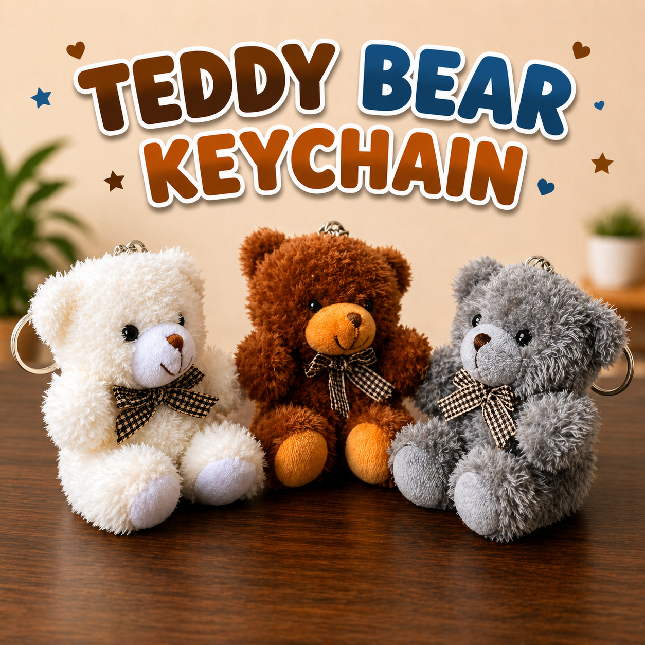 Teddy Bear Keychain for Kids (Random Color)
