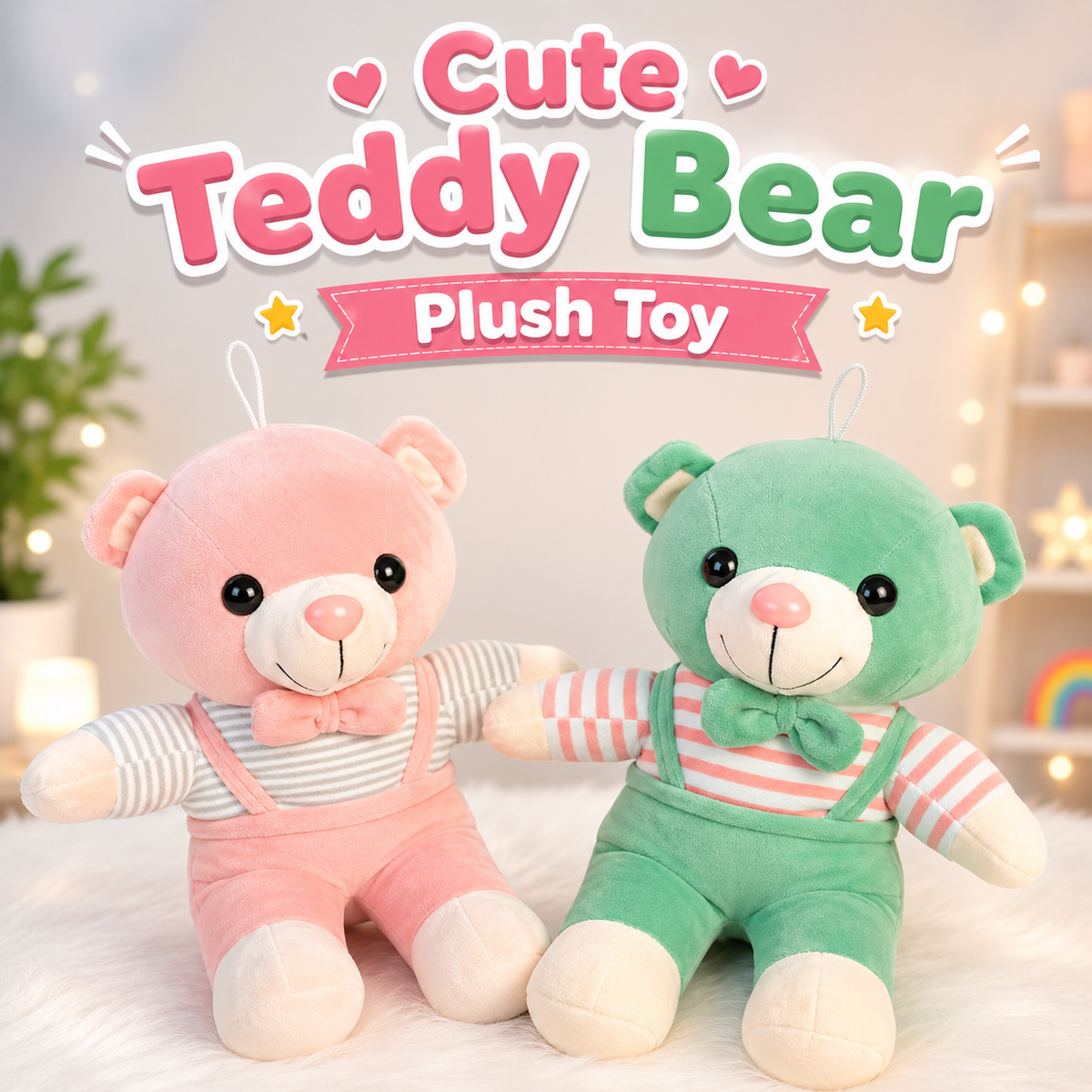 Cute Teddy Bear Plush Toy for Kids (25cm | Random Color)