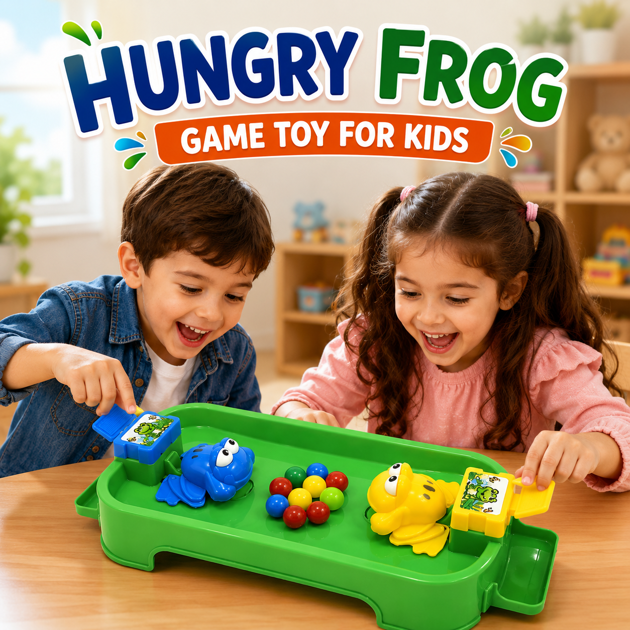 Hungry Frog Game Toy for Kids Interactive Frog Board Game with Colorful Balls for Family Indoor Play