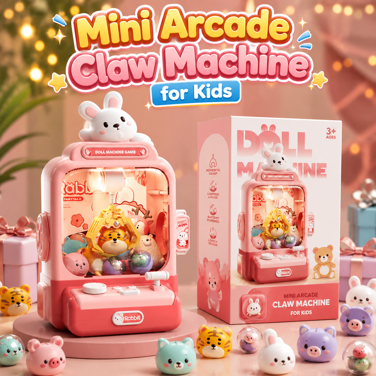 Electronic Mini Arcade Claw Machine for Kids (LC-006)