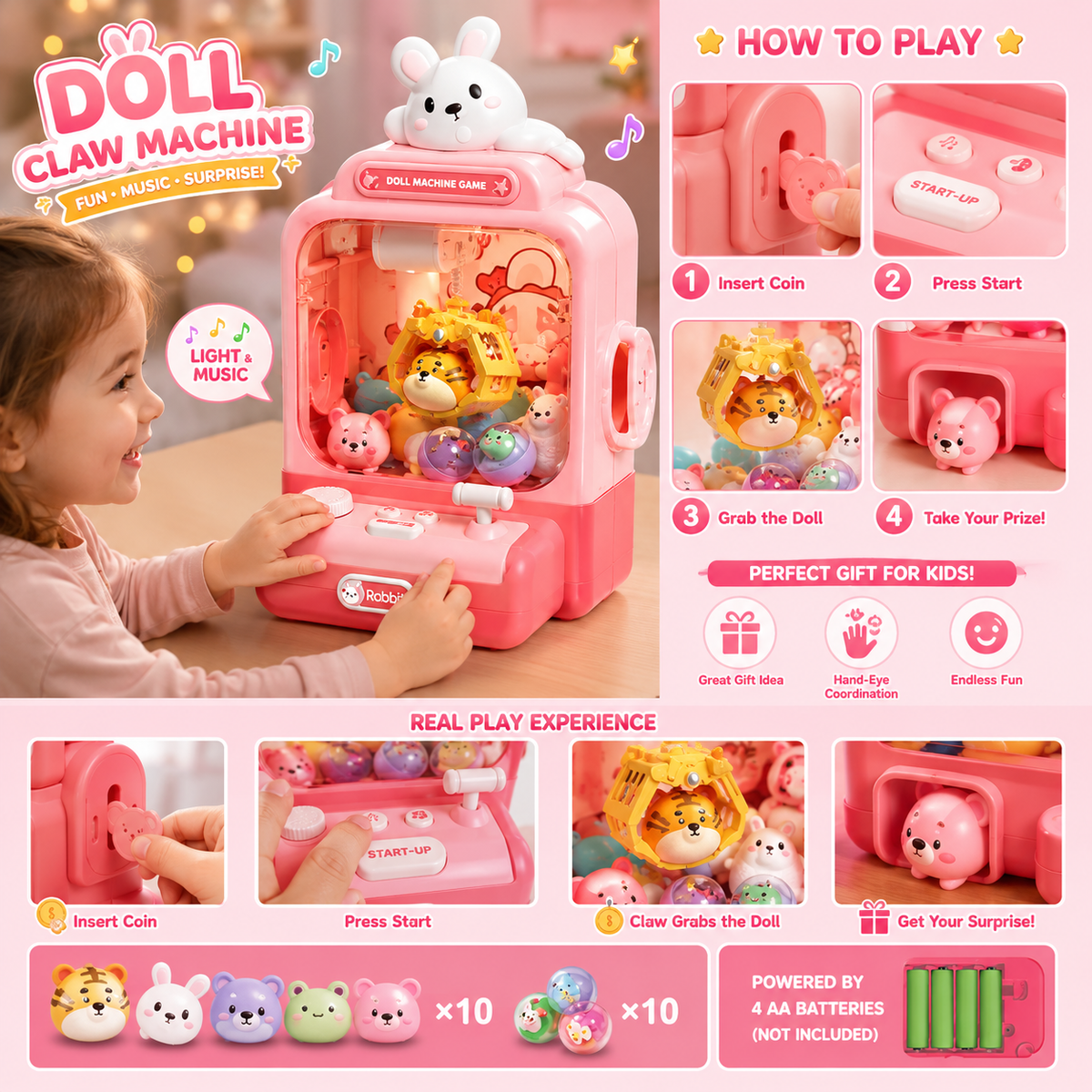 Electronic Mini Arcade Claw Machine for Kids (LC-006)