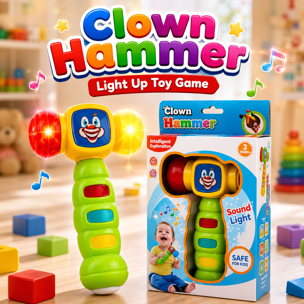 Clown Hammer Light Up Toy Game (384)