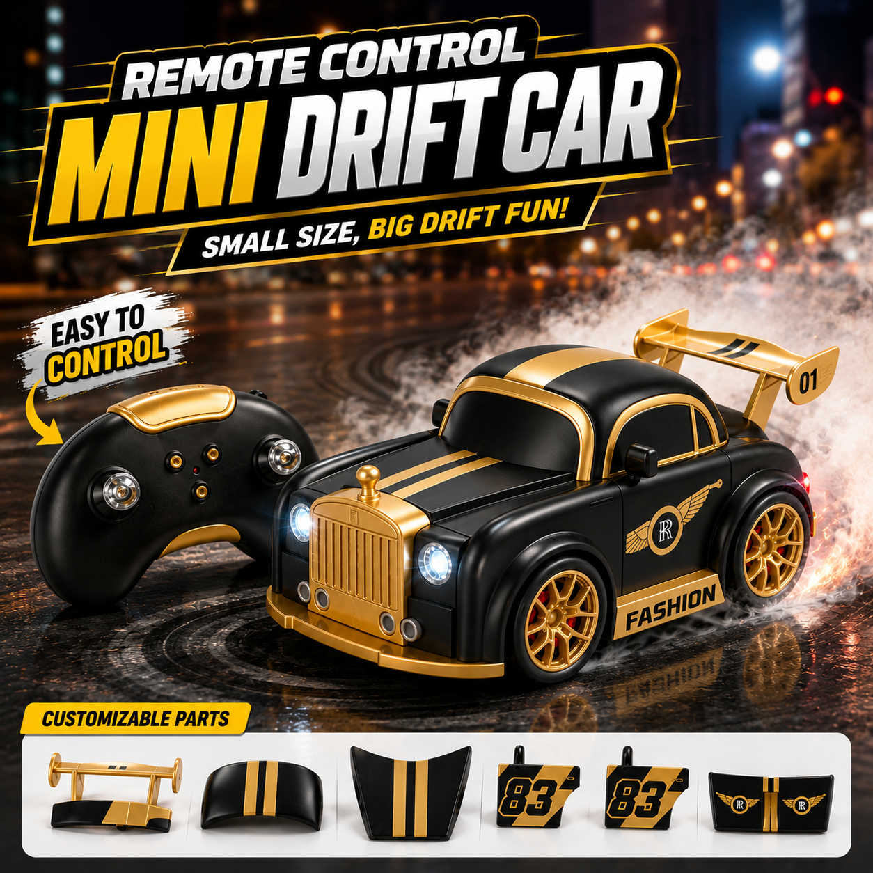 Remote Control Mini Drift Car Magnetic Transform RC Racing Car with Wireless Controller for Kids