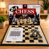 2 in 1 Chess & Draughts Wooden Board Game Set for Kids & Family (1258)