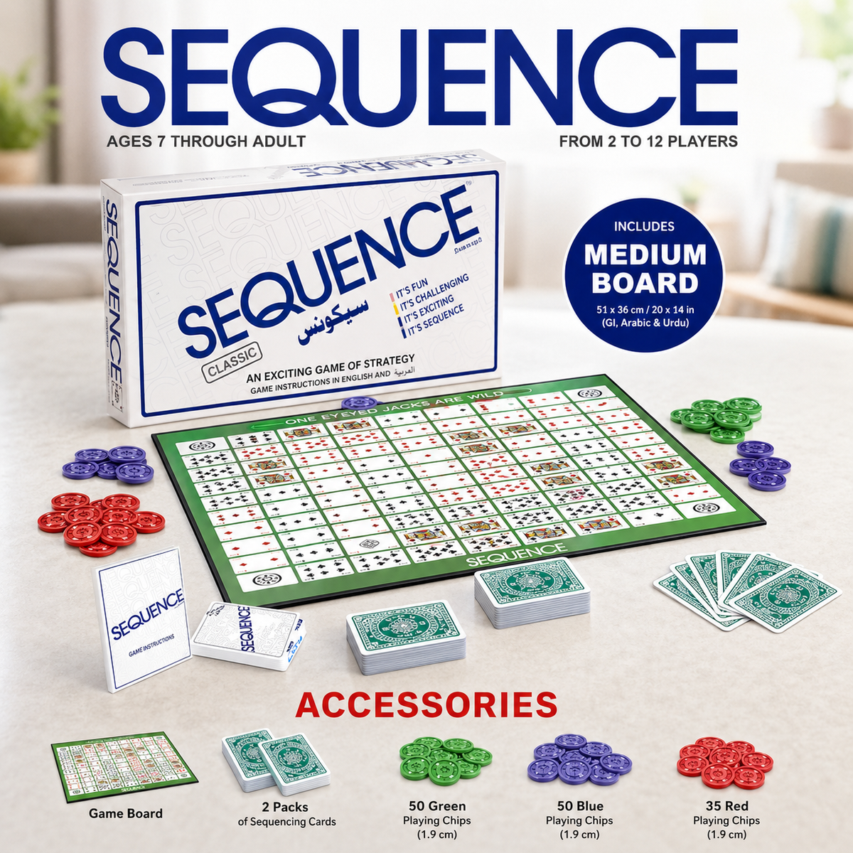 Classic Sequence Board Game for Kids & Family (1518)