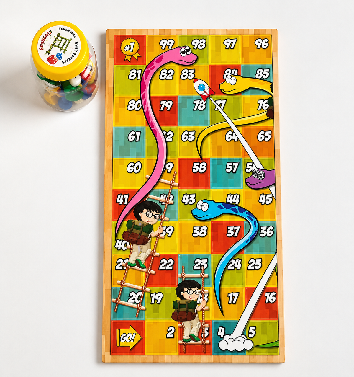 Wooden Ludo & Snakes Ladder Board Game Set for Kids & Family (Random Design | 7951)