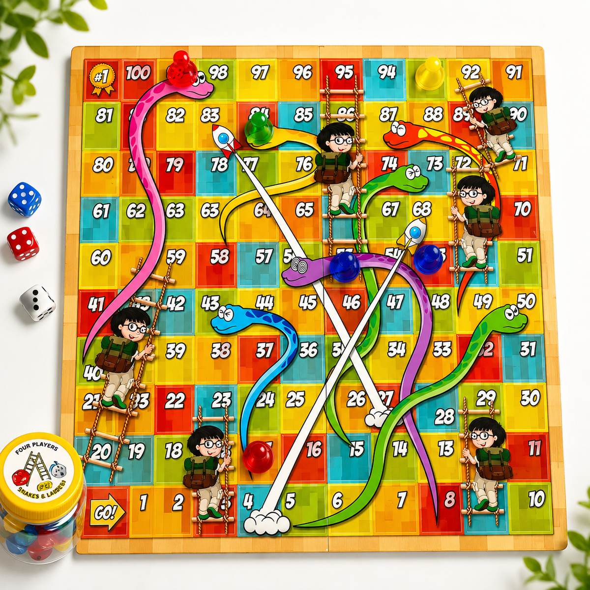 Wooden Ludo & Snakes Ladder Board Game Set for Kids & Family (Random Design | 7951)