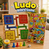 Wooden Ludo & Snakes Ladder Board Game Set for Kids & Family (Random Design | 7951)