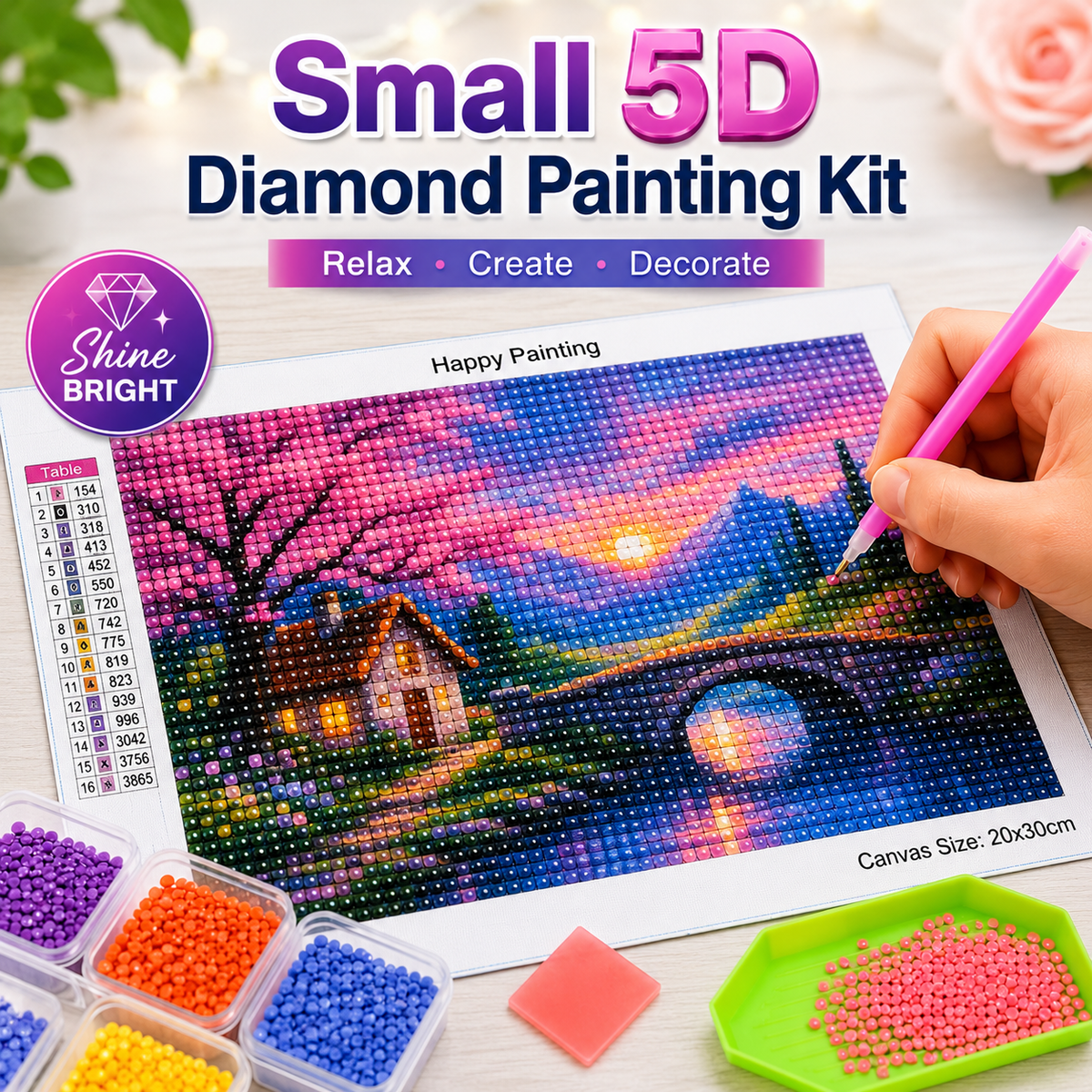 Small 5D Diamond Painting Kit For Home Decoration (Random Designs | PVC-2030)