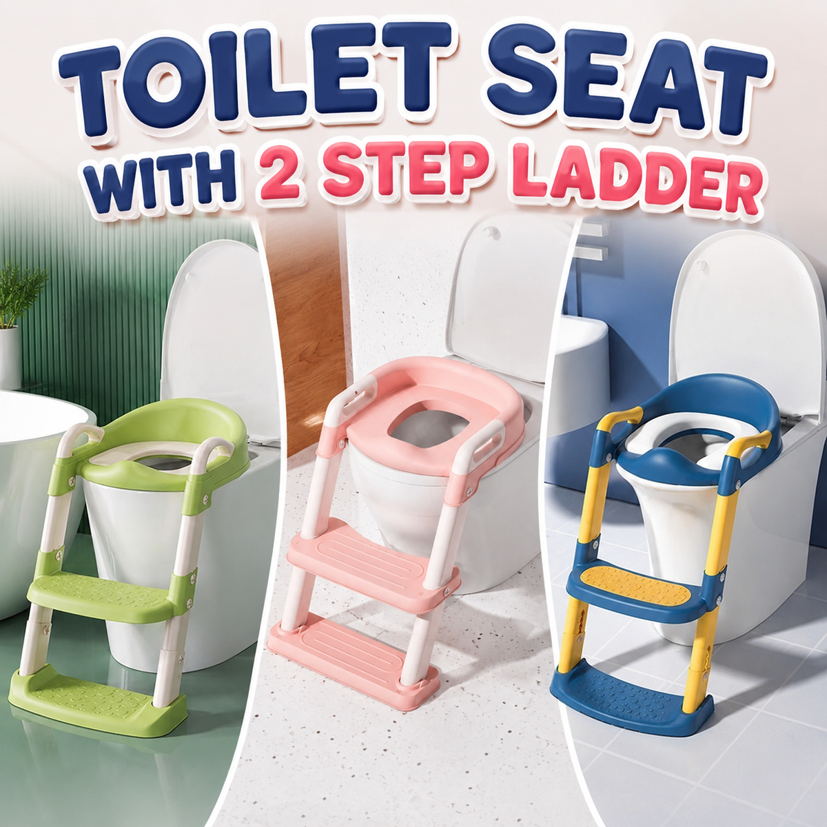 Toilet Seat with 2 Step Ladder | Toilet Trainer For Kids