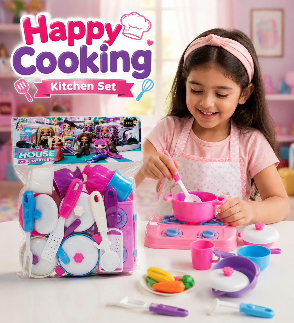 Happy Cooking Kitchen Set Toy For Kids (Random | 2317AB)