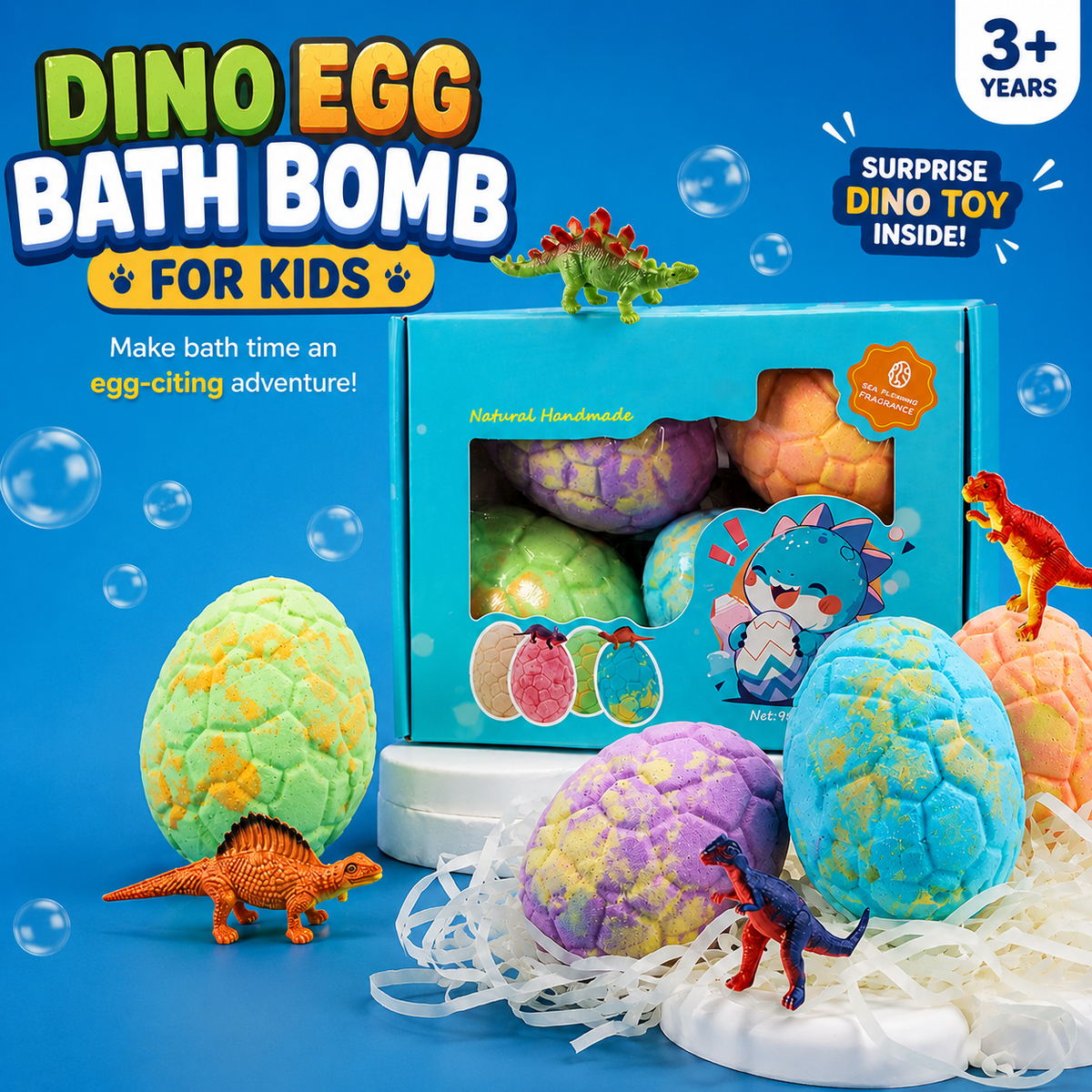 Kids Dino Egg Bath Bombs with Surprise Toys Inside  (KL9004)