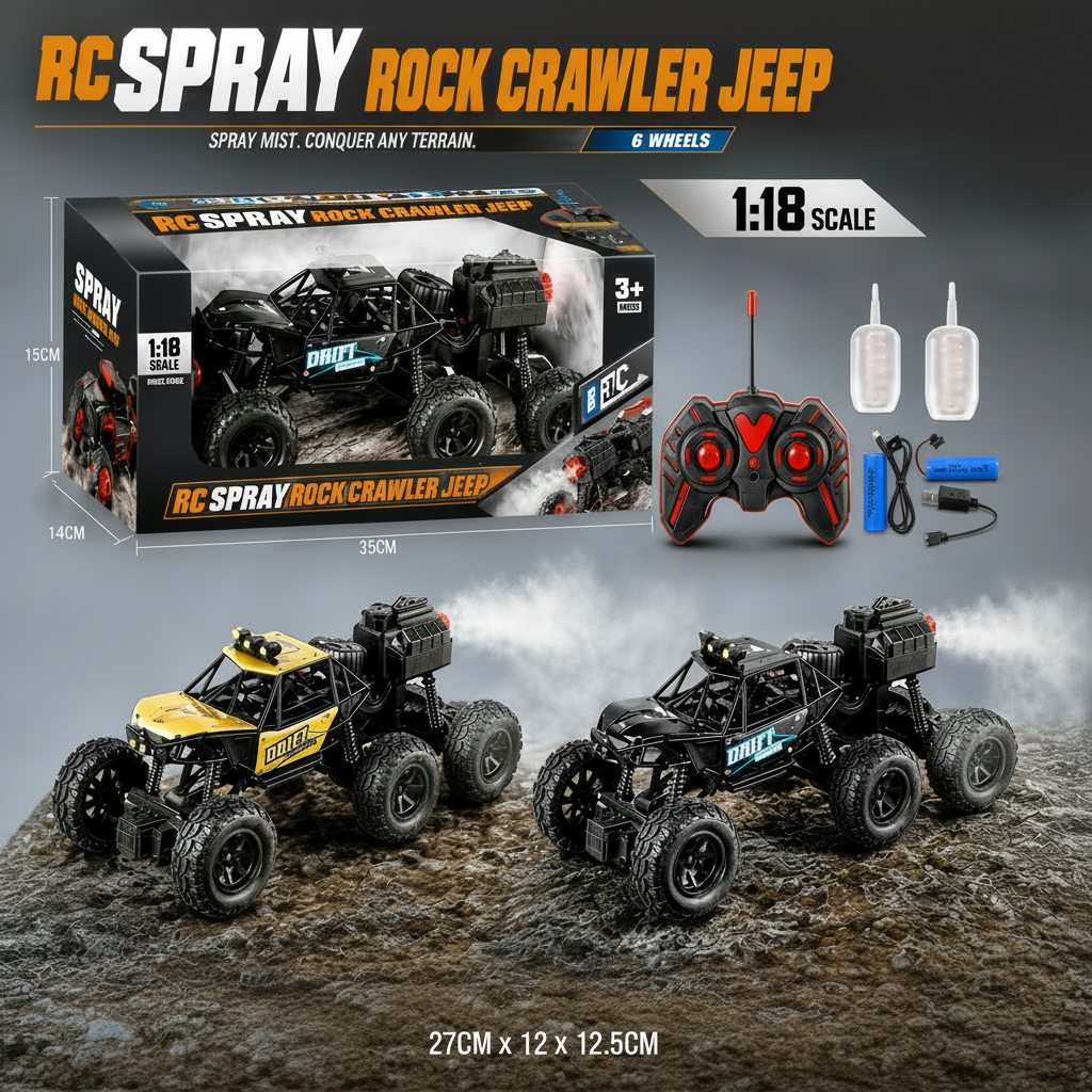 RC Spray Rock Crawler Jeep 1:18 Scale (299B)