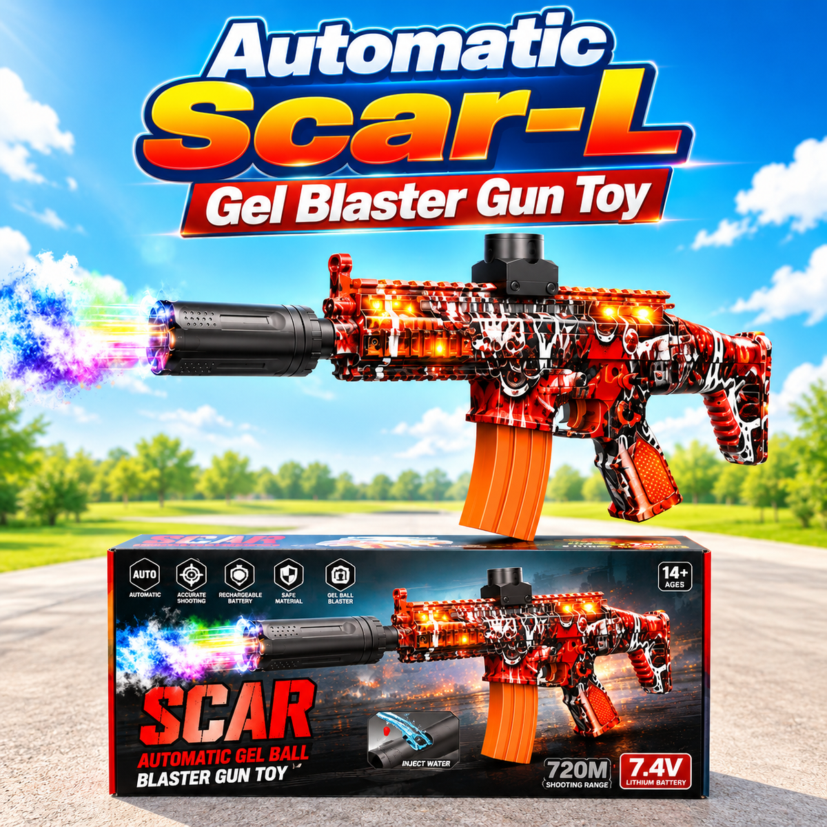 Automatic Scar-L Gel Blaster Gun Toy For Kids (T20A)