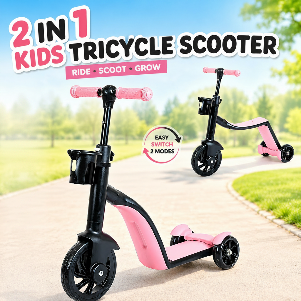 2 in 1 Kids Tricycle Scooter Convertible Balance Bike (6688)