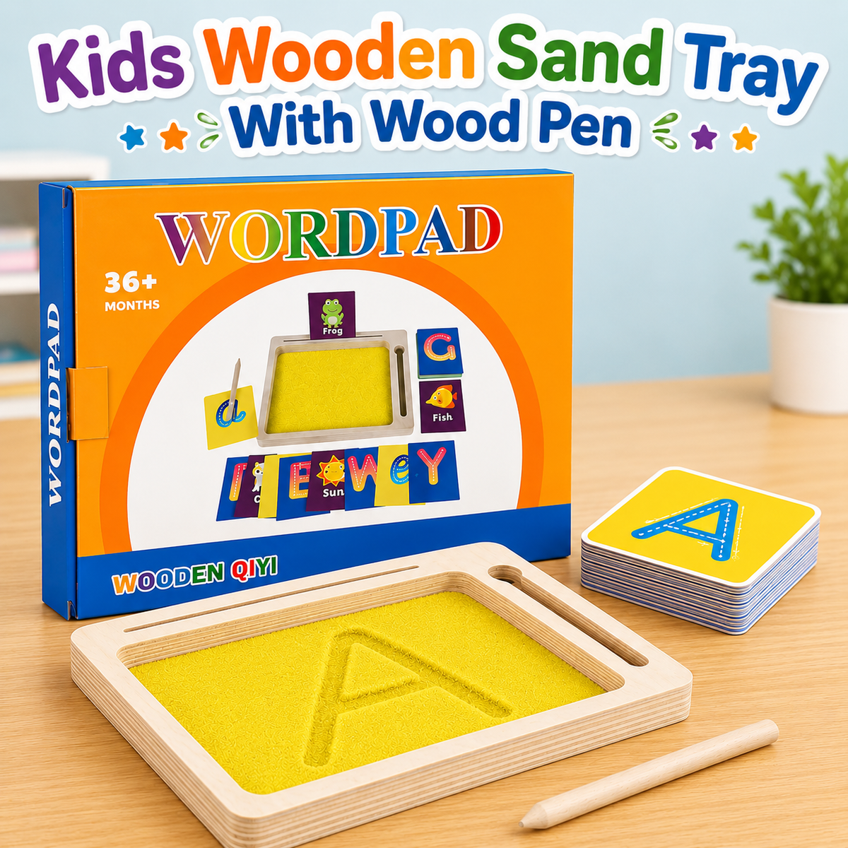 Kids Wooden Sand Tray With Wood Pen (2025-27)