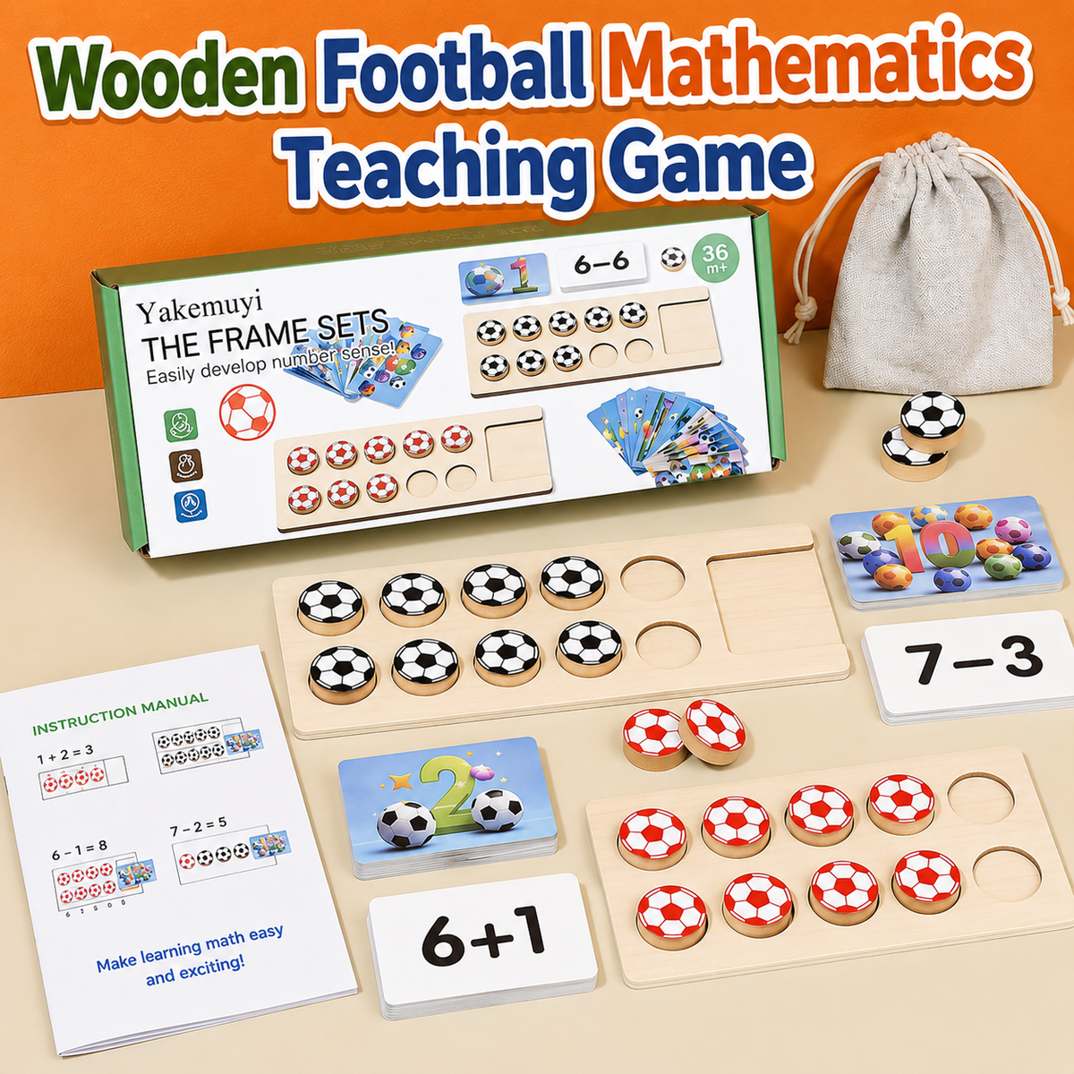 Children Wooden Puzzle Football Mathematics Teaching Game (2025-17)