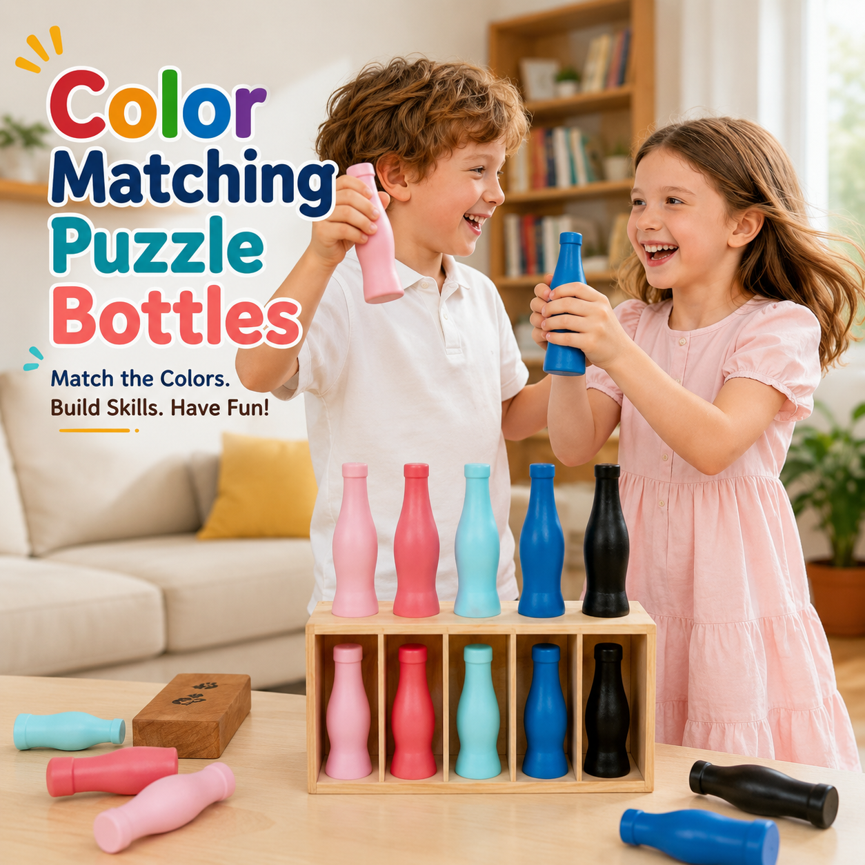 Color Matching Puzzle Bottles – 10pcs Set with Storage Box - Toynix.pk
