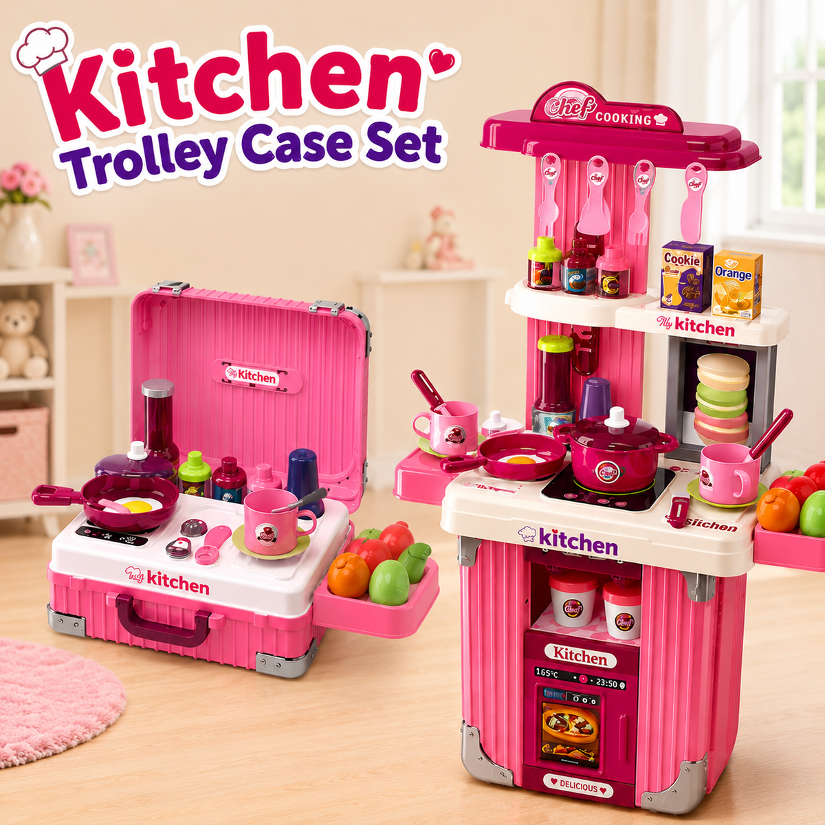 Kitchen Trolley Case Set Pretend Play for Kids (008-601A)