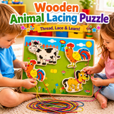 Wooden Animal Lacing Puzzle – Threading & Matching Toy for Kids (Random Animals) | 2025-34