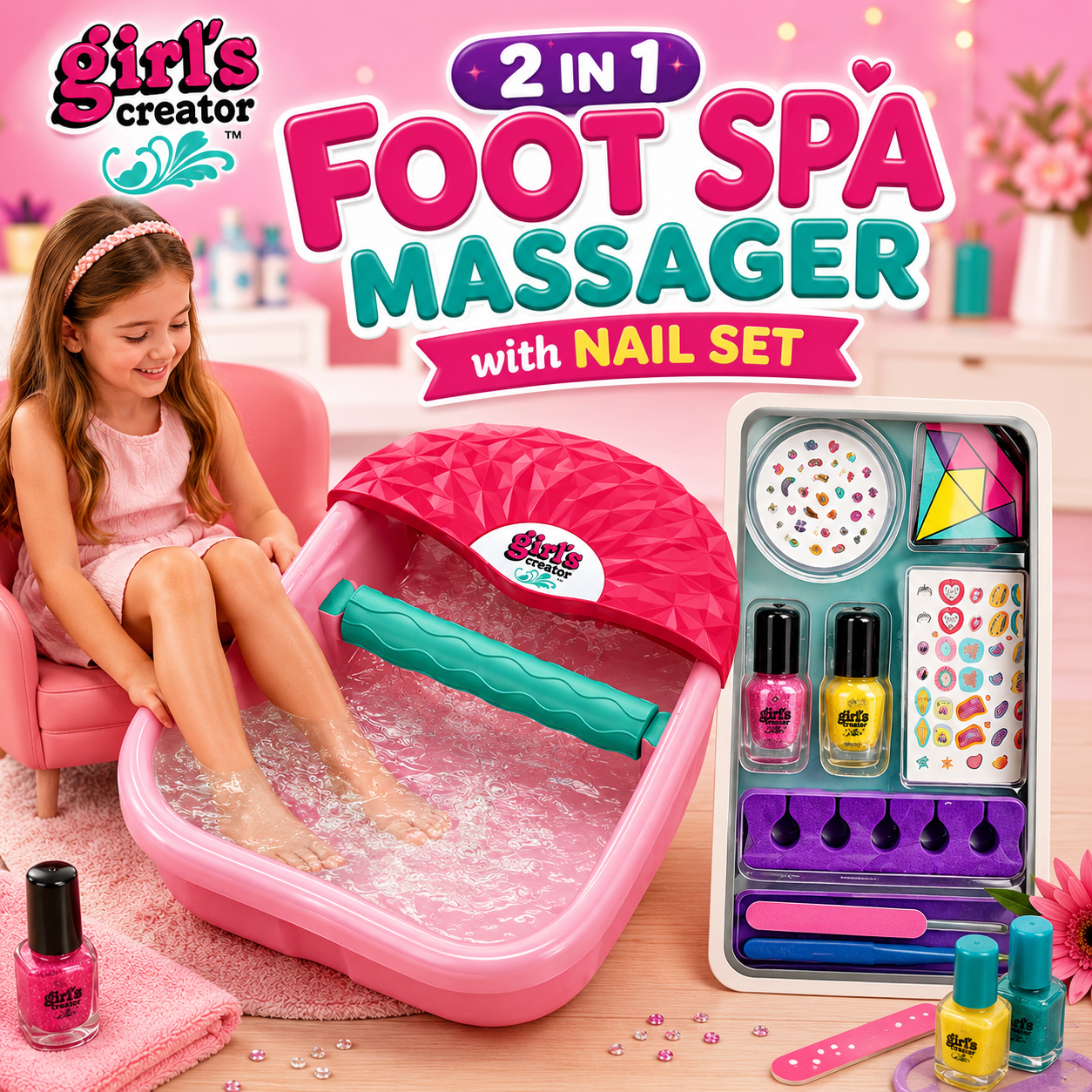 2 in 1 Foot Spa Massager with Nail Set For Kids - Toynix.pk