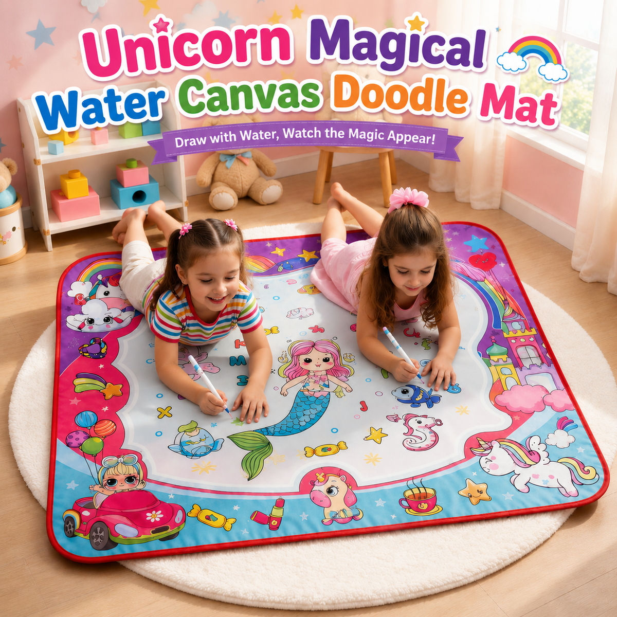 Unicorn Magical Water Canvas Doodle Mat For Kids (H6)