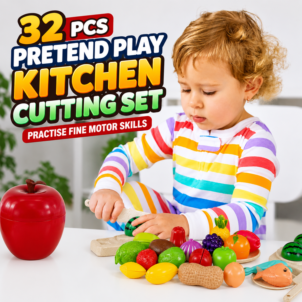 32 Pcs Pretend Play Kitchen Cutting Set 