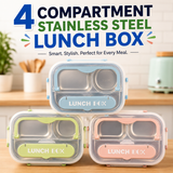 4 Compartment Stainless Steel Lunch Box (029-12)
