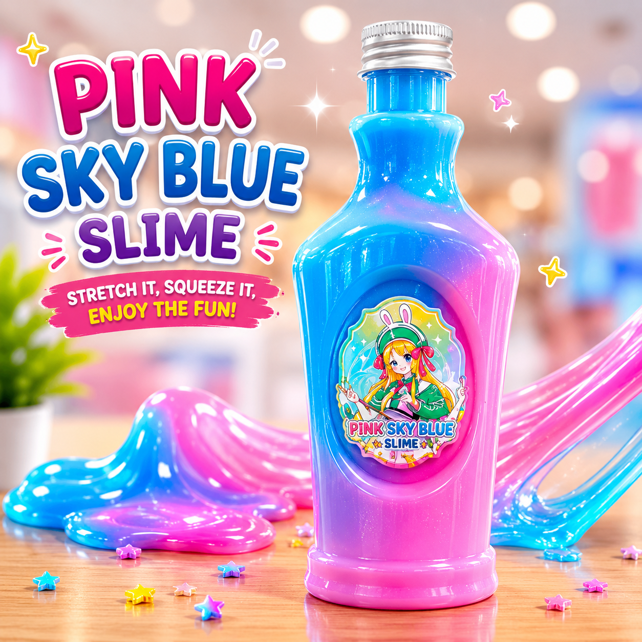 Pink Sky Blue Slime for Kids colorful stretchy sensory slime toy for creative play and entertainment