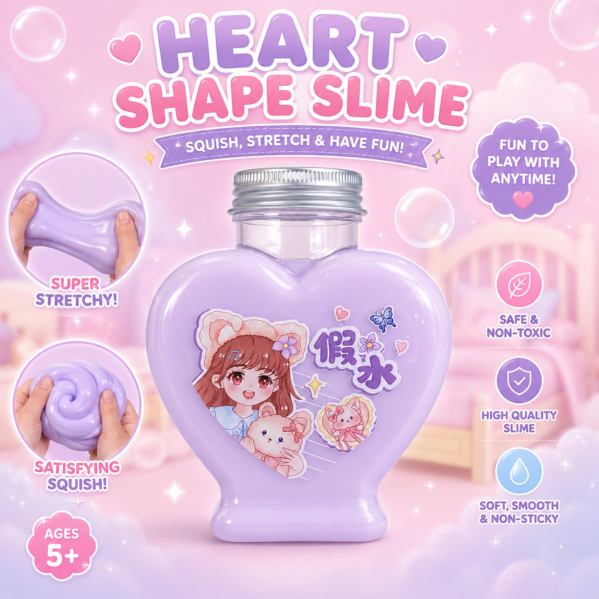 Heart Shape Slime For Kids (2222)