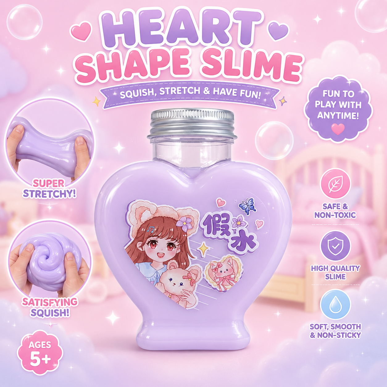 Heart Shape Slime For Kids (2222)