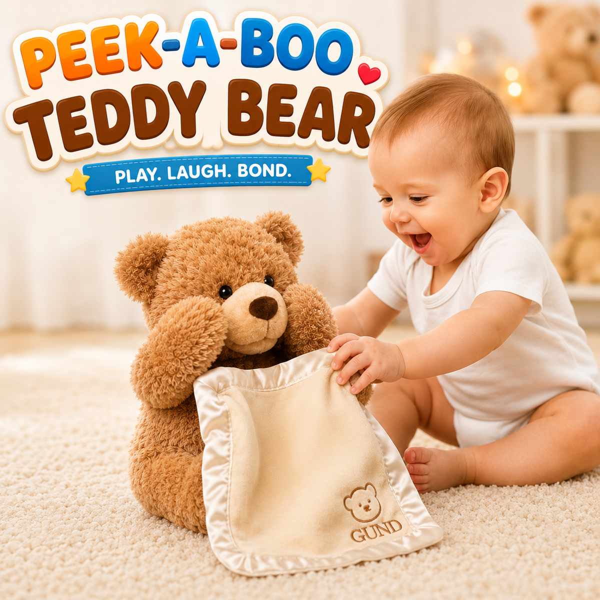 Peek-A-Boo Teddy Bear Toy With Motion & Sound For Kids (03)