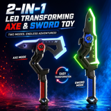 2-in-1 LED Transforming Axe & Sword Toy with Spray Effect for Kids (HY2555)
