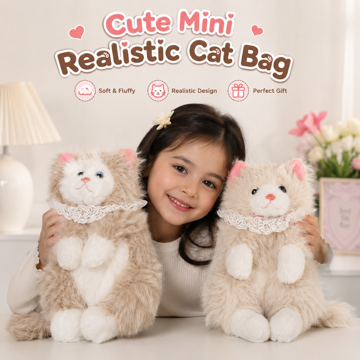 Cute Mini Realistic Cat Bag For Kids